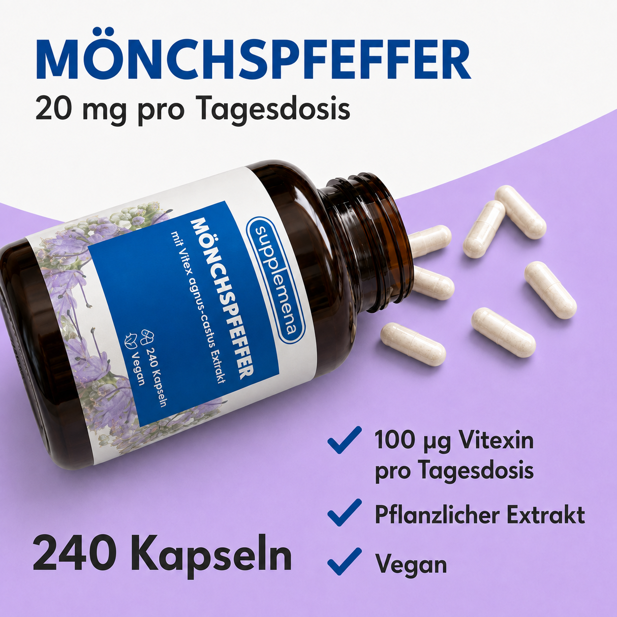 Chaste Tree (Vitex Agnus-Castus / Monk's Pepper) – 240 Vegan Capsules