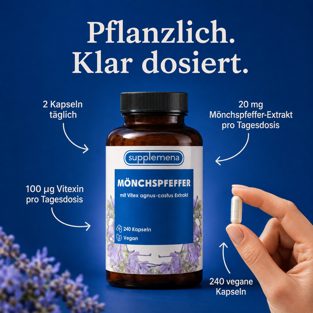 Chaste Tree (Vitex Agnus-Castus / Monk's Pepper) – 240 Vegan Capsules